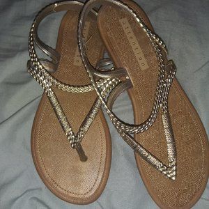 ☀$3☀ Gold Rope-Look Rubber Sandals